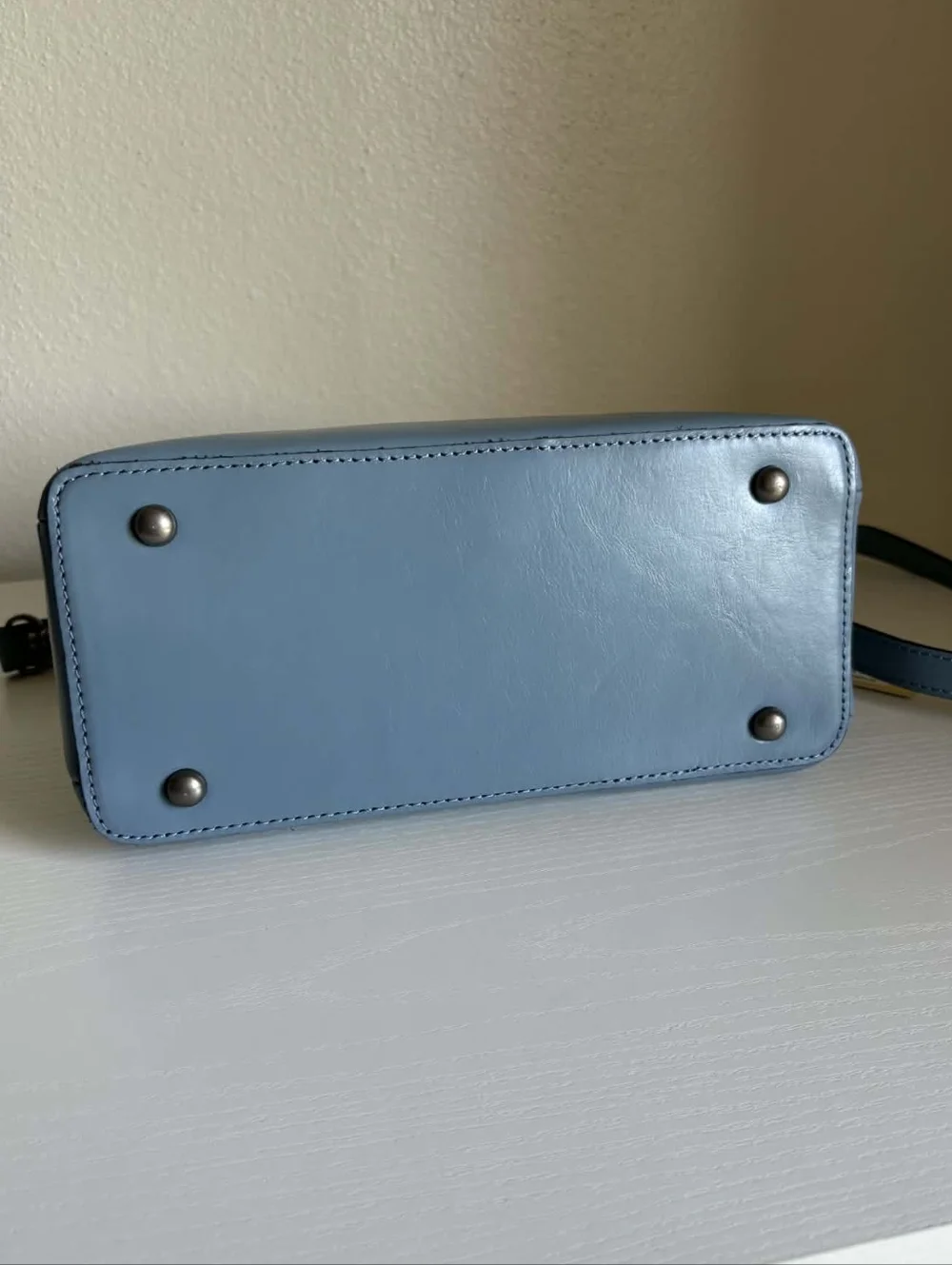 Patricia Nash Empoli Blue Leather Satchel / Crossbody With Metal Handles NWT